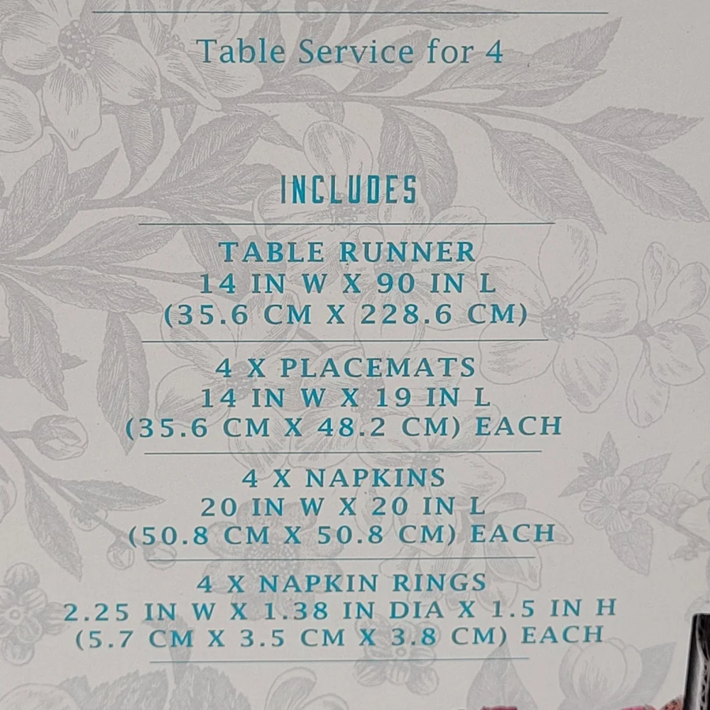 The Pioneer Woman Table Linen Set Teal White Charming Check Tablescape 13pc NEW